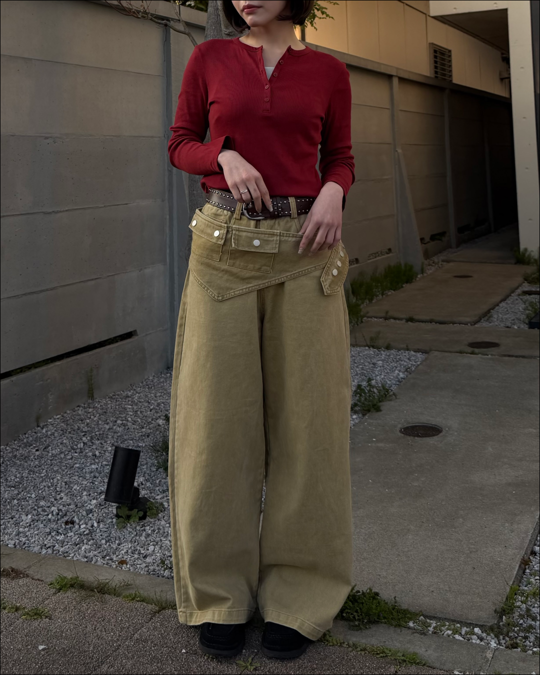 【即納】3wayデザインベルト付ウォッシュワイドデニム TO1616