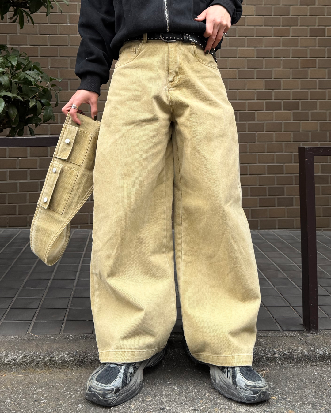 【即納】3wayデザインベルト付ウォッシュワイドデニム TO1616