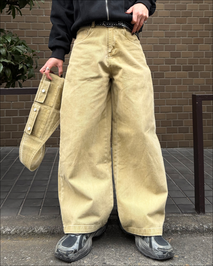 【即納】3wayデザインベルト付ウォッシュワイドデニム TO1616