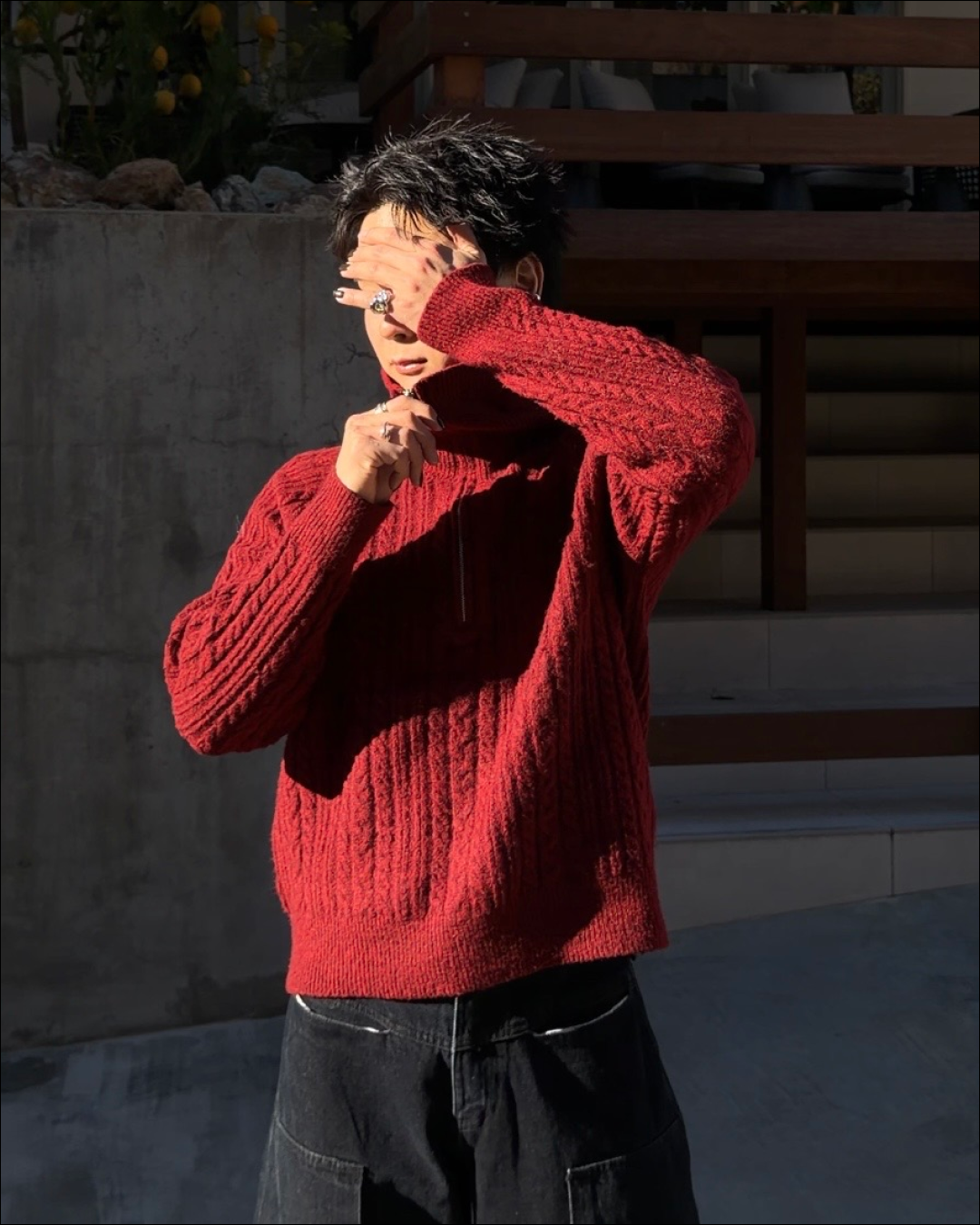 ハーフジップショートニット TO1786