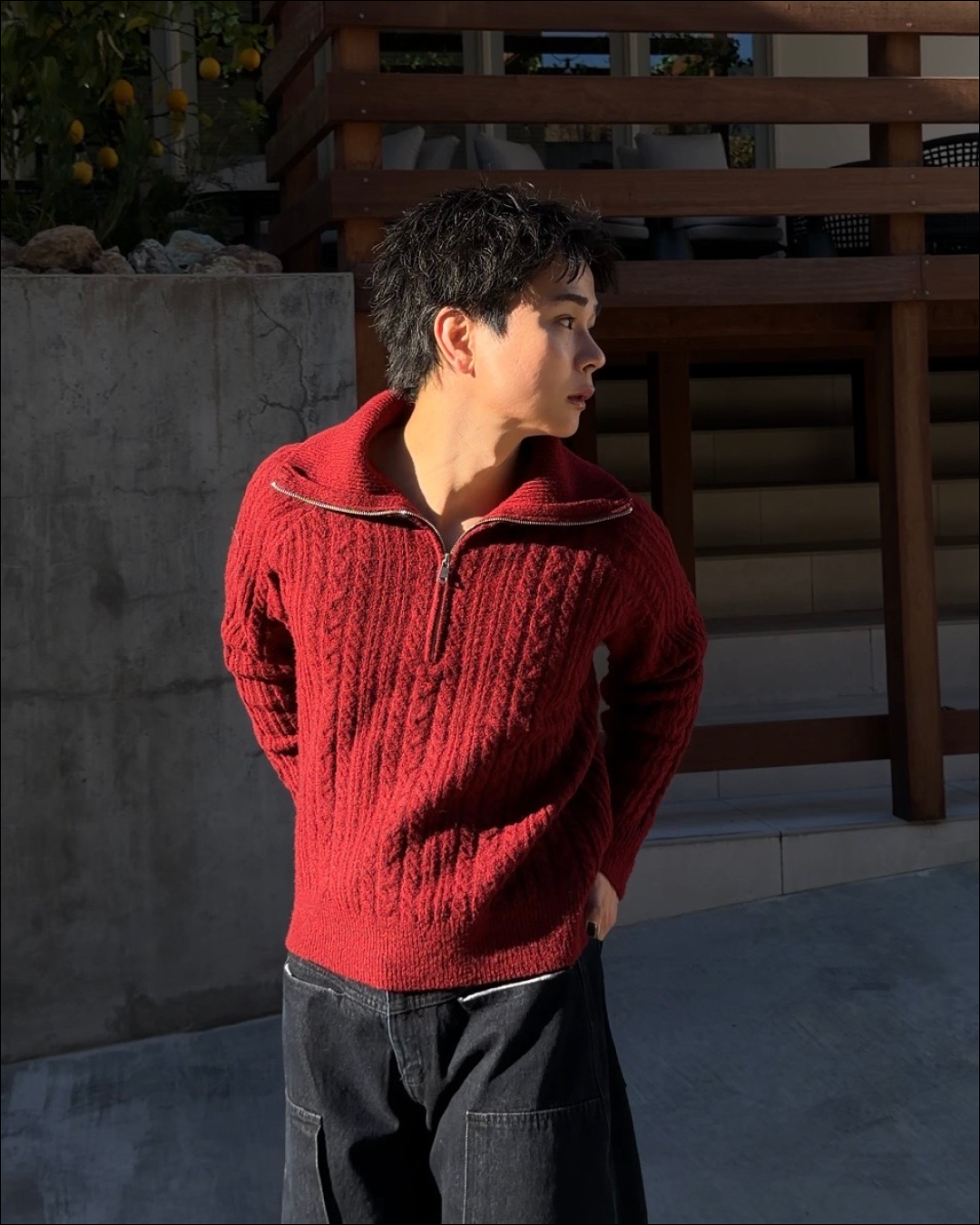 ハーフジップショートニット TO1786