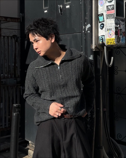 ハーフジップショートニット TO1786