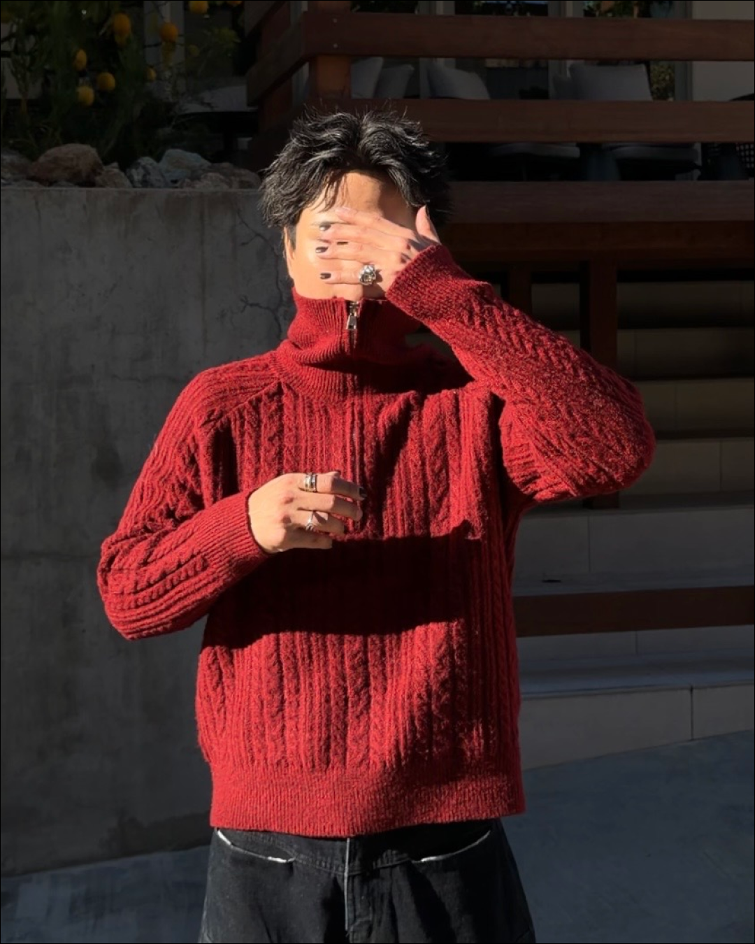 ハーフジップショートニット TO1786