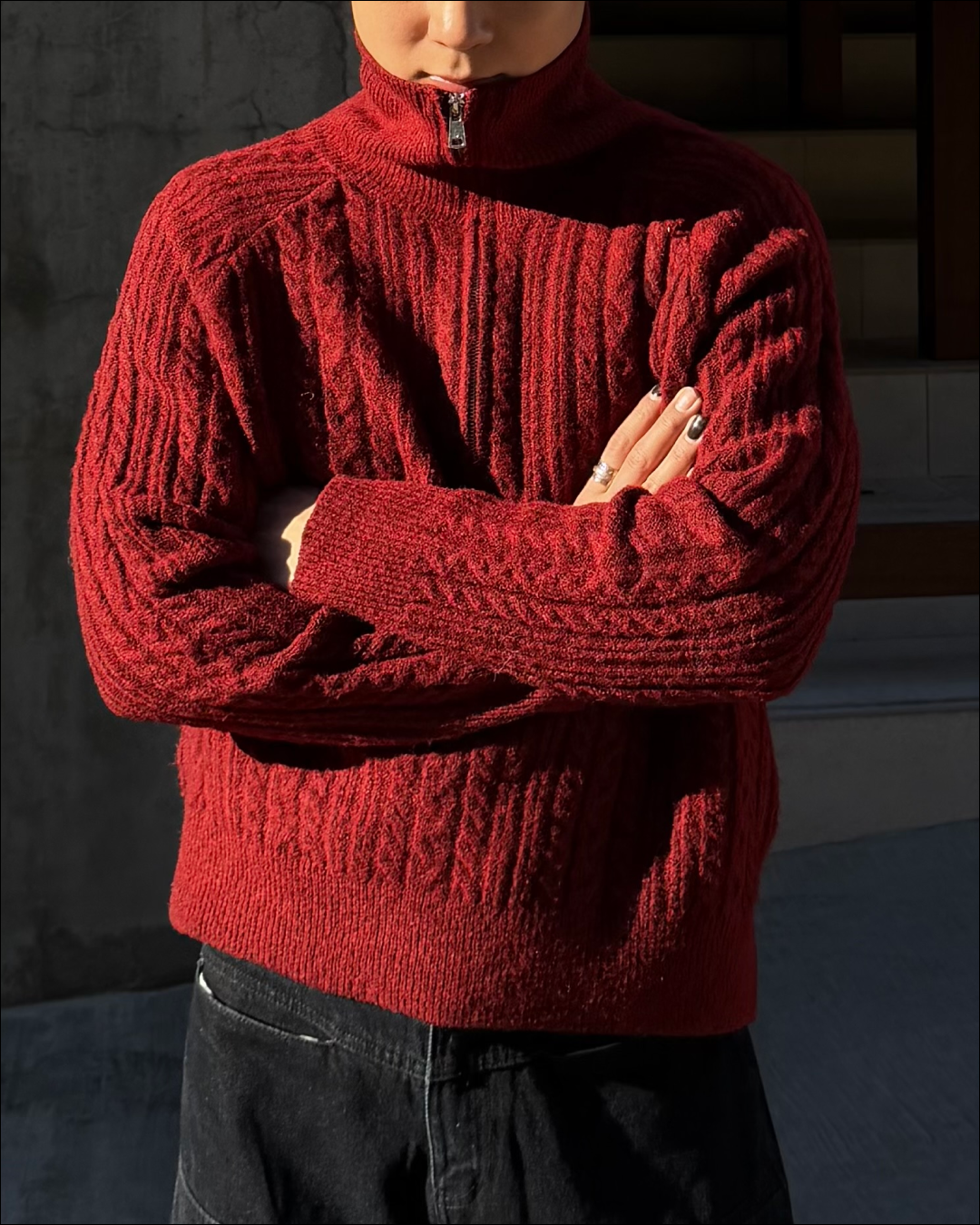 ハーフジップショートニット TO1786