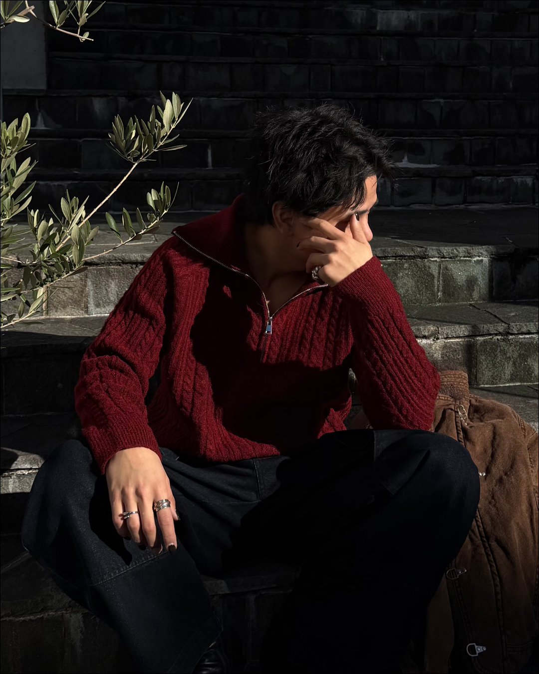 ハーフジップショートニット TO1786