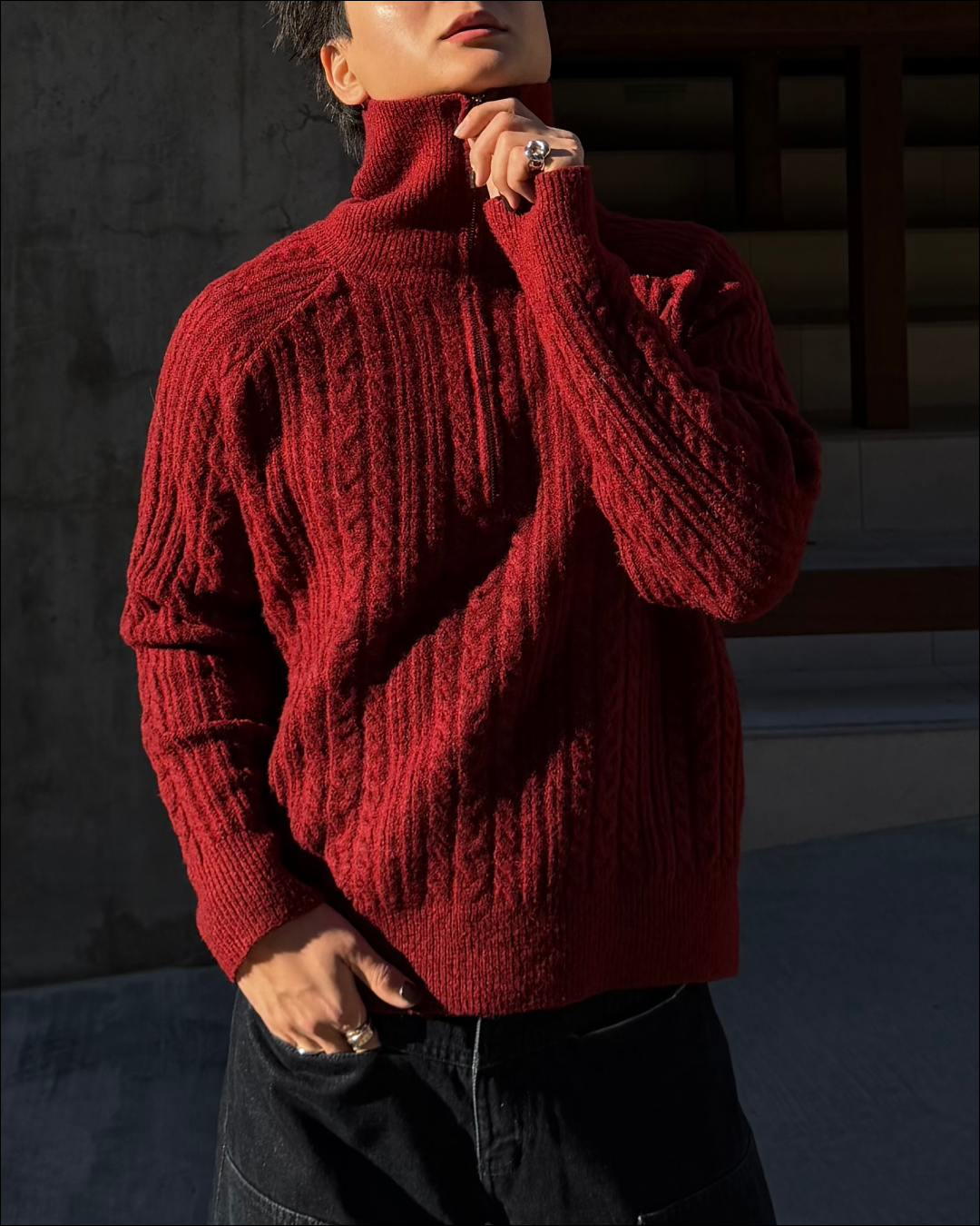 ハーフジップショートニット TO1786