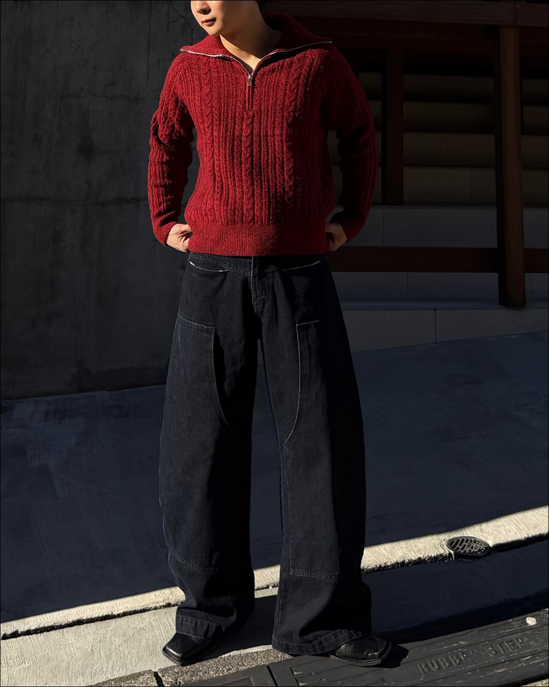 ハーフジップショートニット TO1786