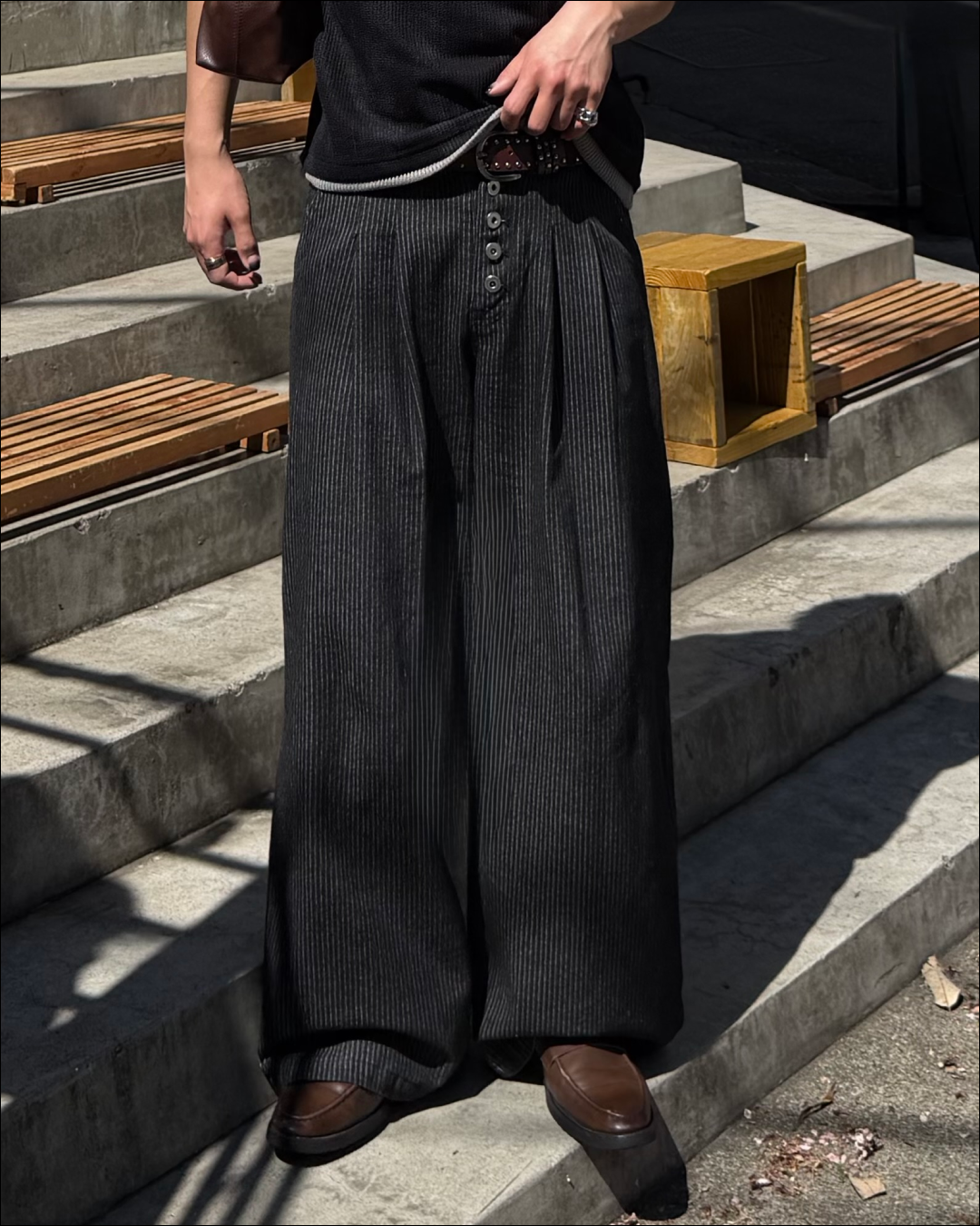 2タックストライプワイドデニムスラックス TO1823