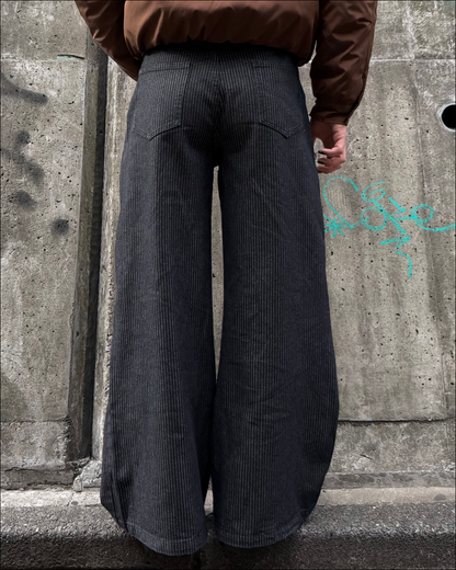 2タックボタンフライストライプワイドパンツ TO1823