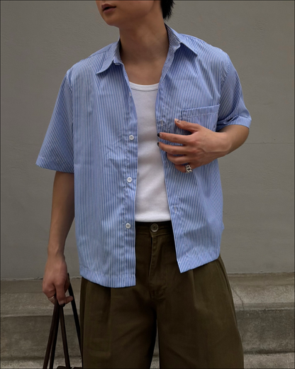 サマーストライプショートシャツ TO2002