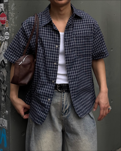 チェックシアサッカーシャツ TO2067