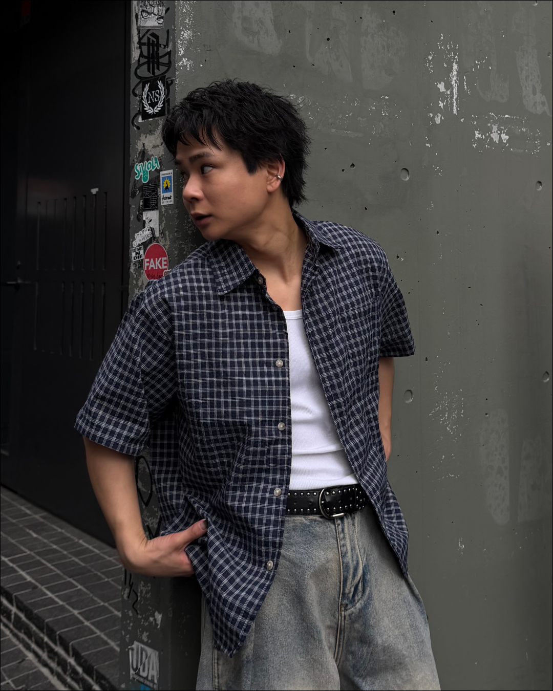 チェックシアサッカーシャツ TO2067