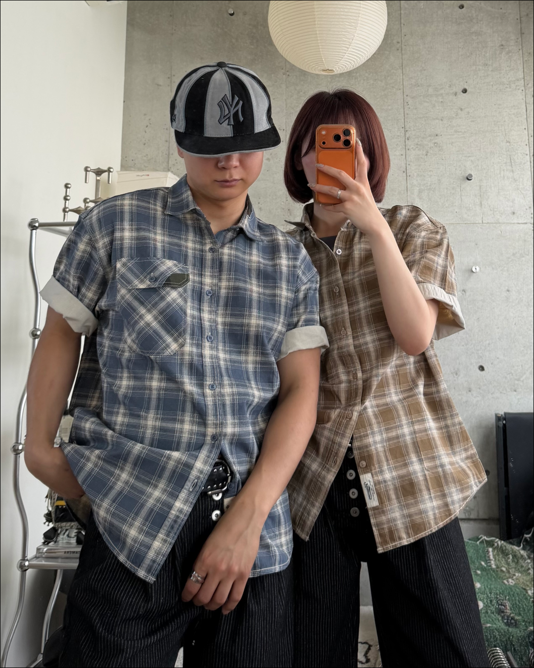 ユニセックスカモフラレトロチェックシャツ TO2235