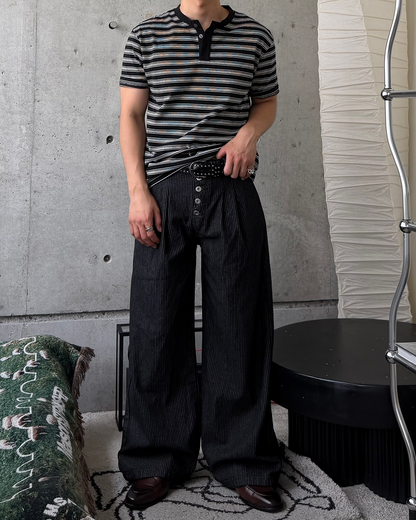 ユニセックスボーダーヘンリーネックT TO2257