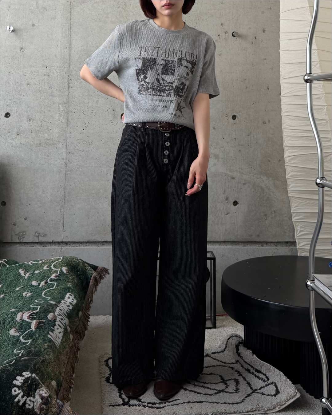 ユニセックスヴィンテージプリントワッフルT TO2265