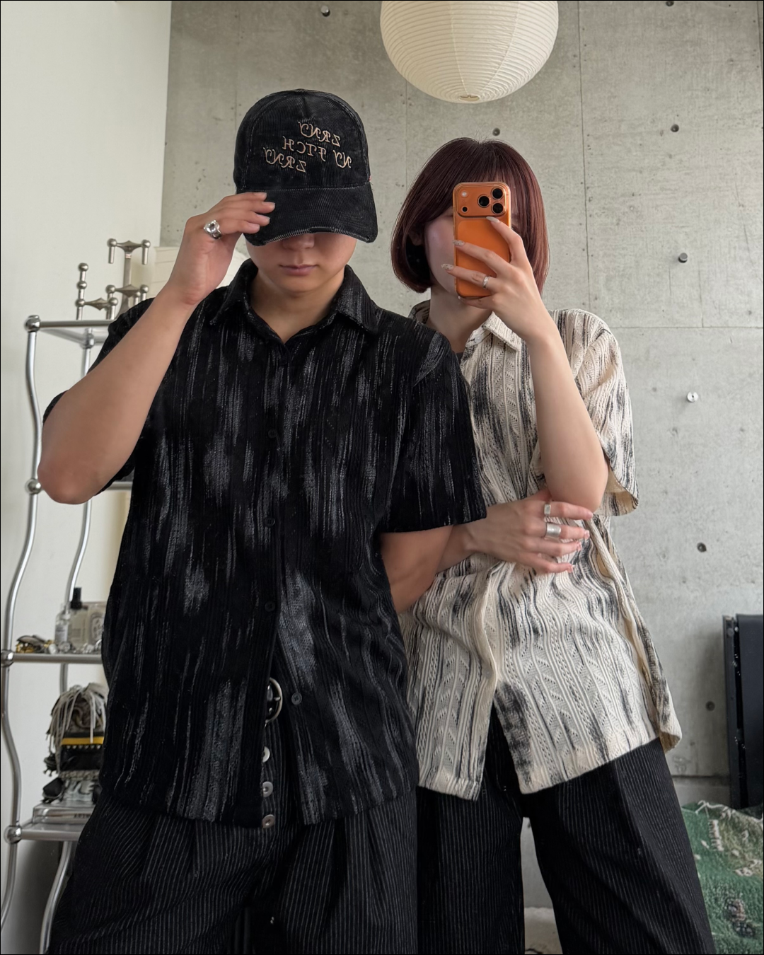 ユニセックス箔プリントジャガードシャツ TO2297