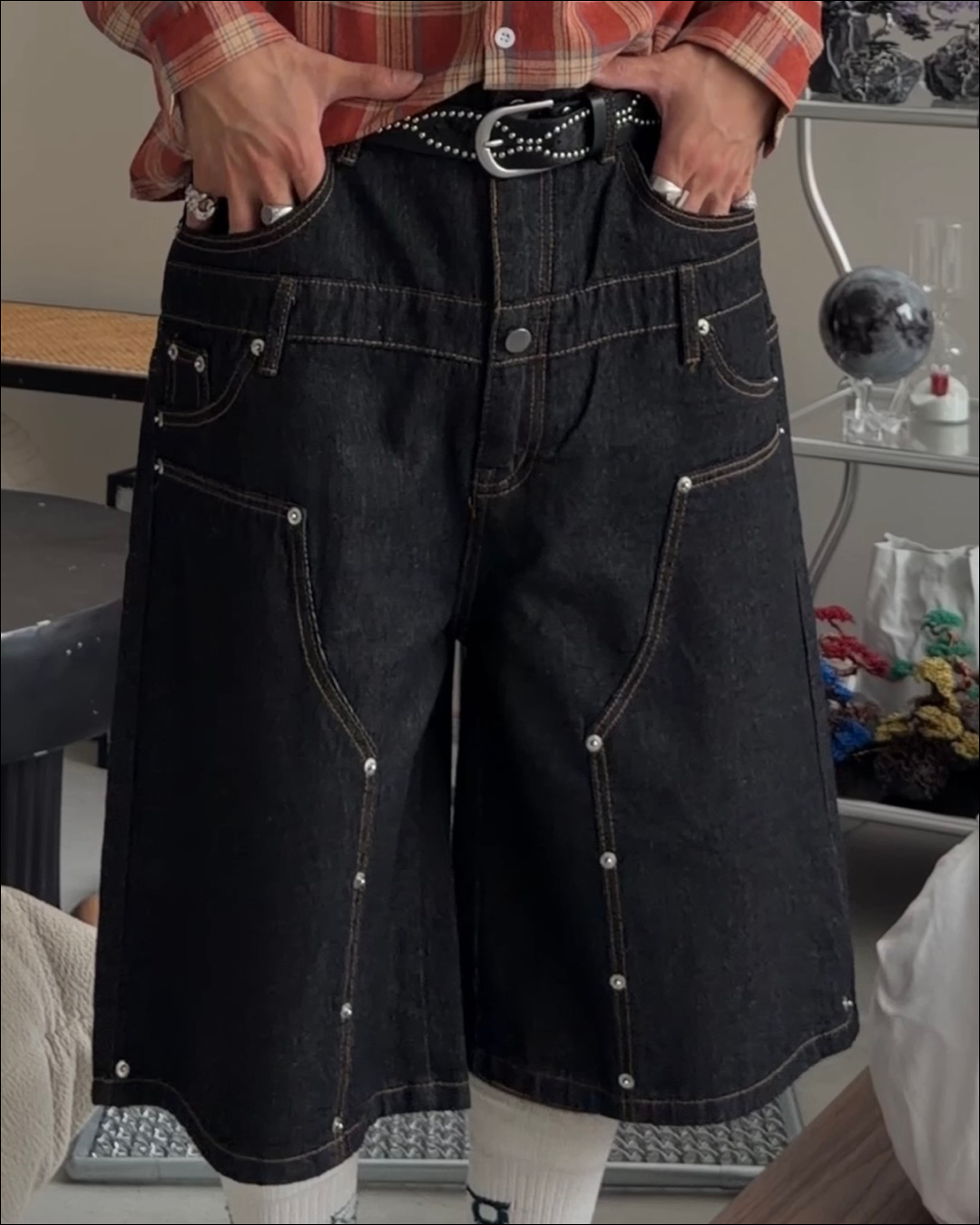 ダブルウエストスタッズジョーツ TO2735