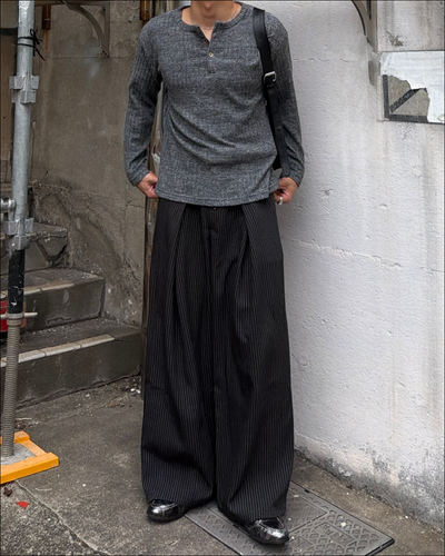 クロスタックボタンフライストライプスラックス TO2760