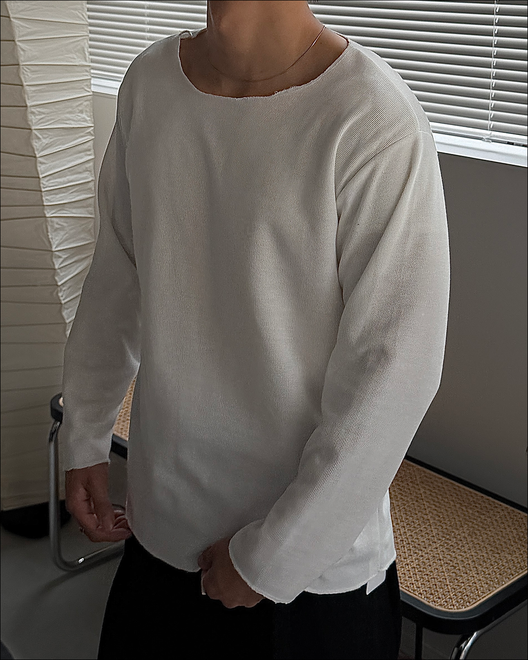 3カラーメッシュワイドネックロングTシャツ TO2873