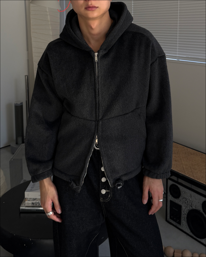 メルトンブラッシュWジップショートパーカー TO3088