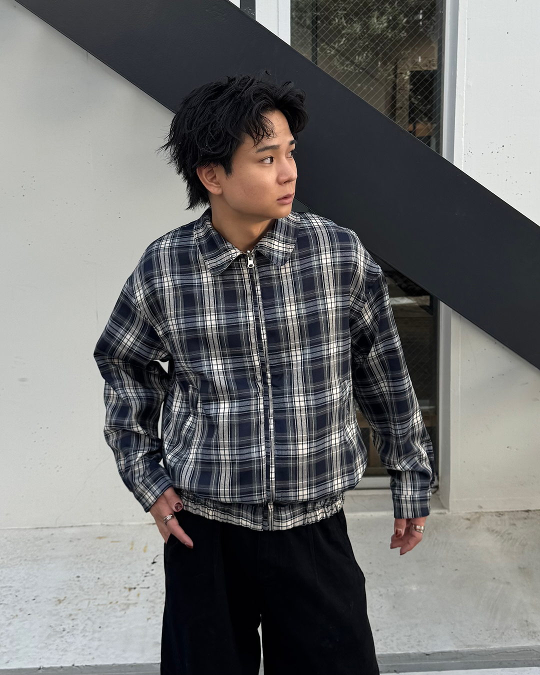 【即納】リバーシブルチェックブルゾン TO5009