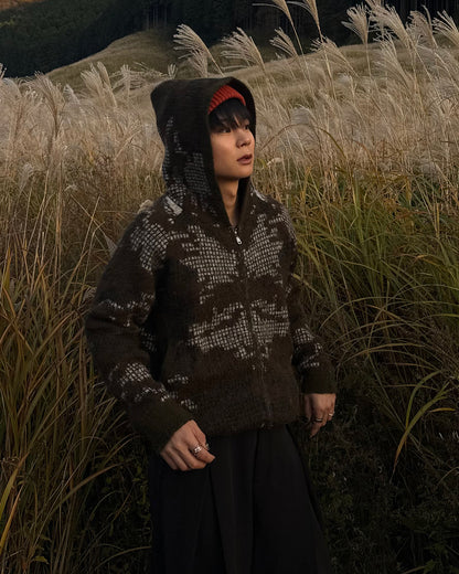 【即納】カモフラジャガードジップフードニット TO5032