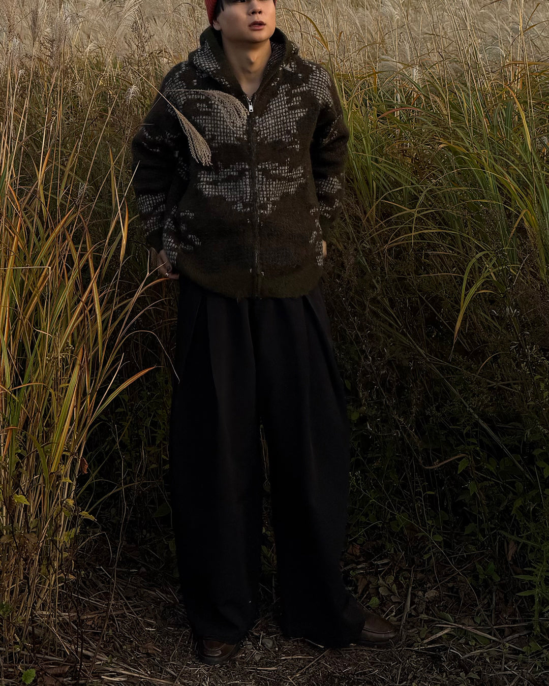 【即納】カモフラジャガードジップフードニット TO5032