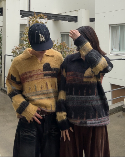 【即納】ユニセックスデザインスキッパーシャギーニット TO5035