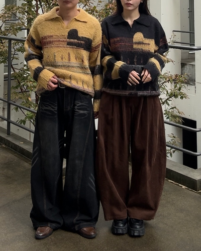 【即納】ユニセックスデザインスキッパーシャギーニット TO5035