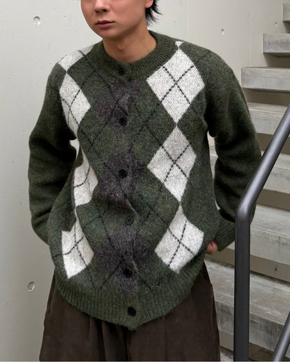 【即納】シャギーメランジアーガイルカーディガン TO5036