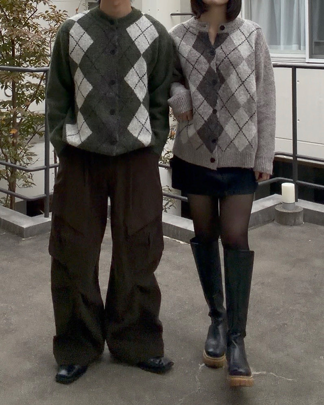 【即納】シャギーメランジアーガイルカーディガン TO5036