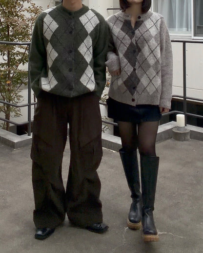 【即納】シャギーメランジアーガイルカーディガン TO5036