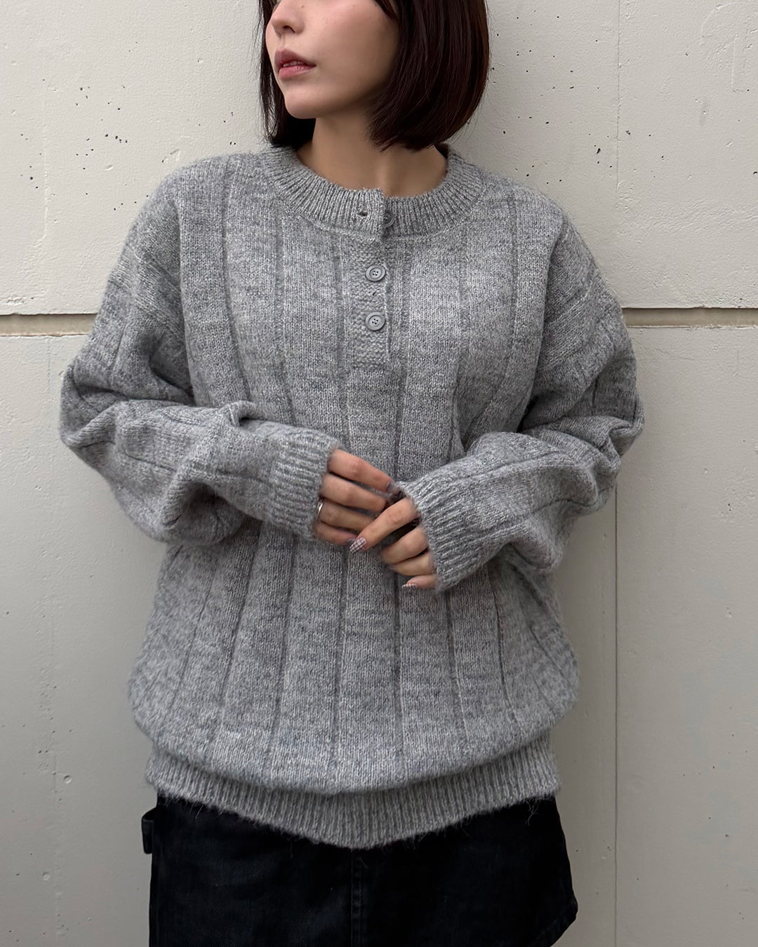 【即納】ショートボタンニット TO5046