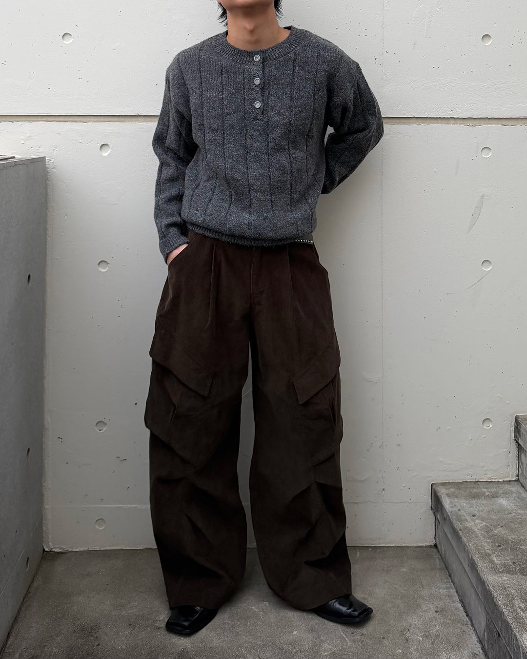 【即納】ショートボタンニット TO5046