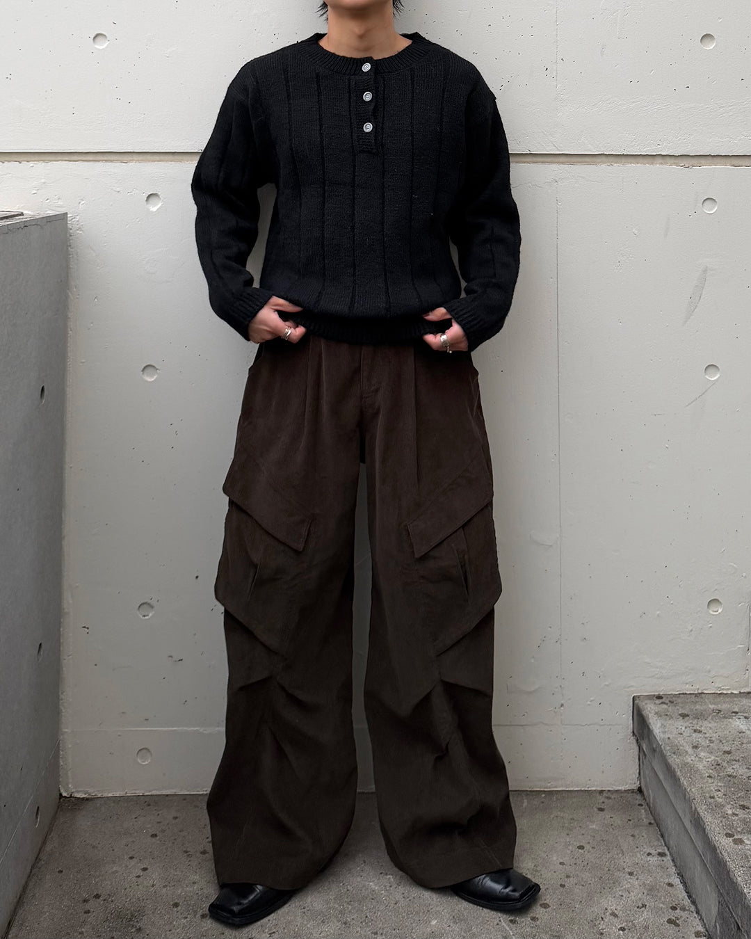 【即納】ショートボタンニット TO5046