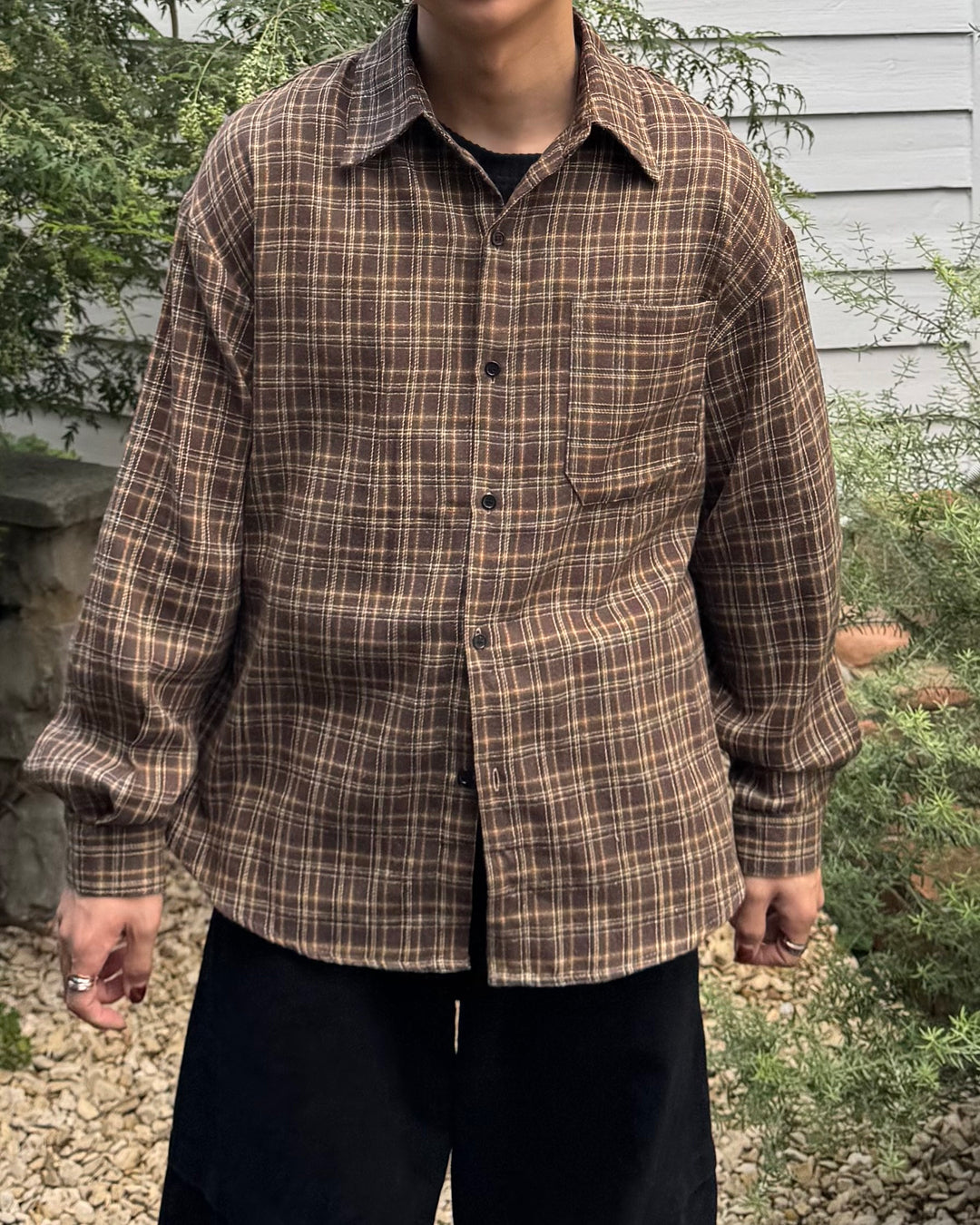 【即納】レトロチェックシャツ TO5048