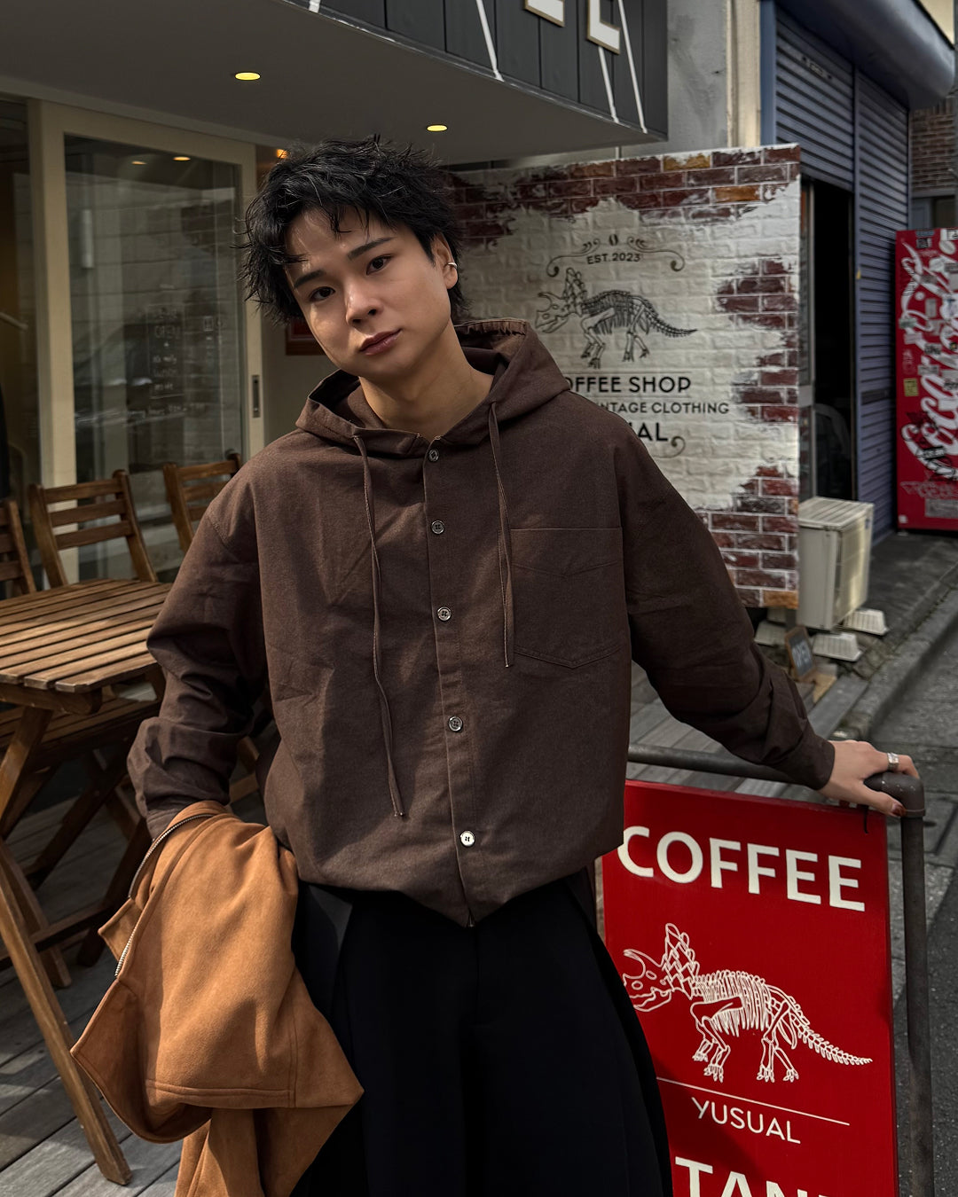 【即納】Wコードフードシャツ TO5049