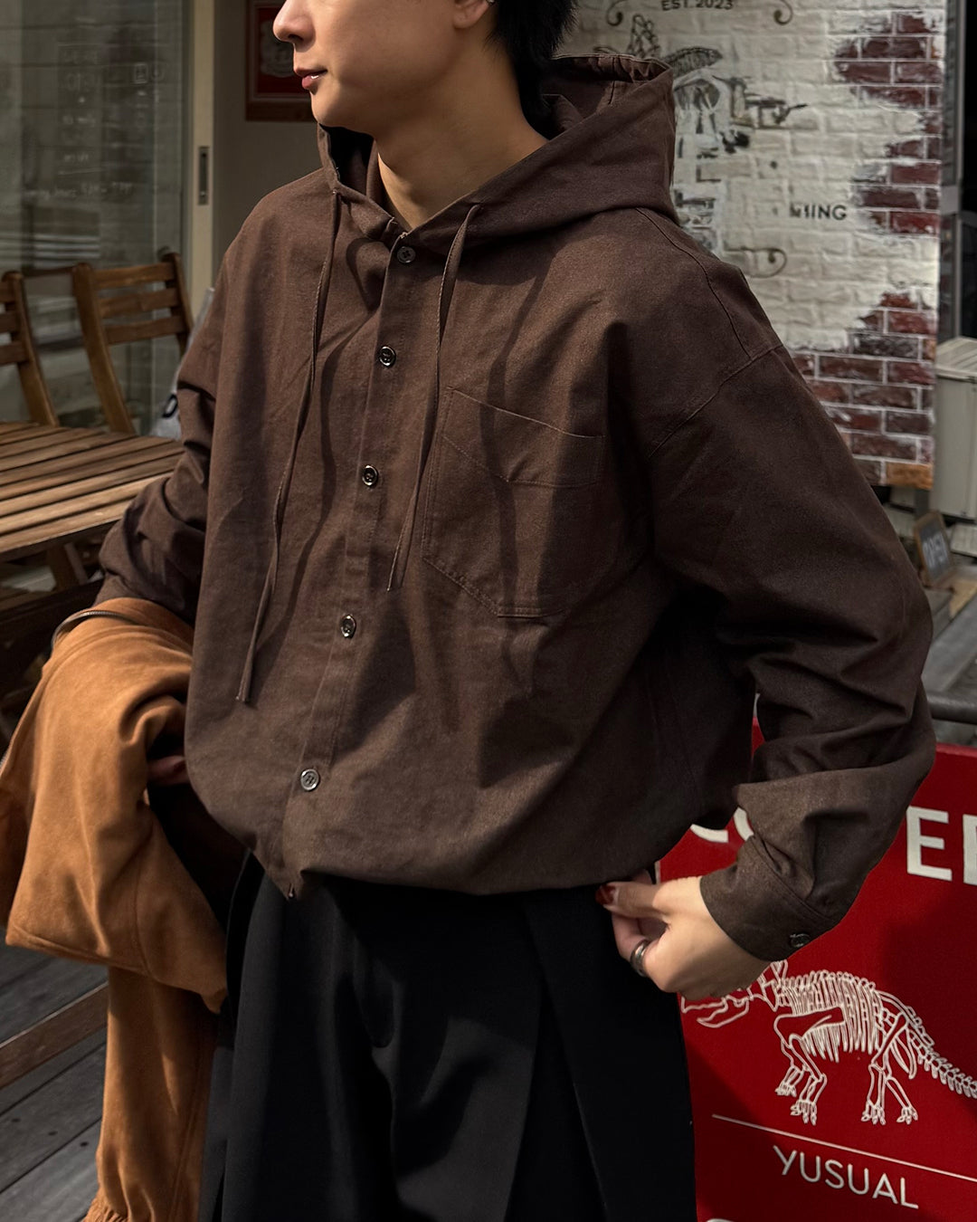 【即納】Wコードフードシャツ TO5049