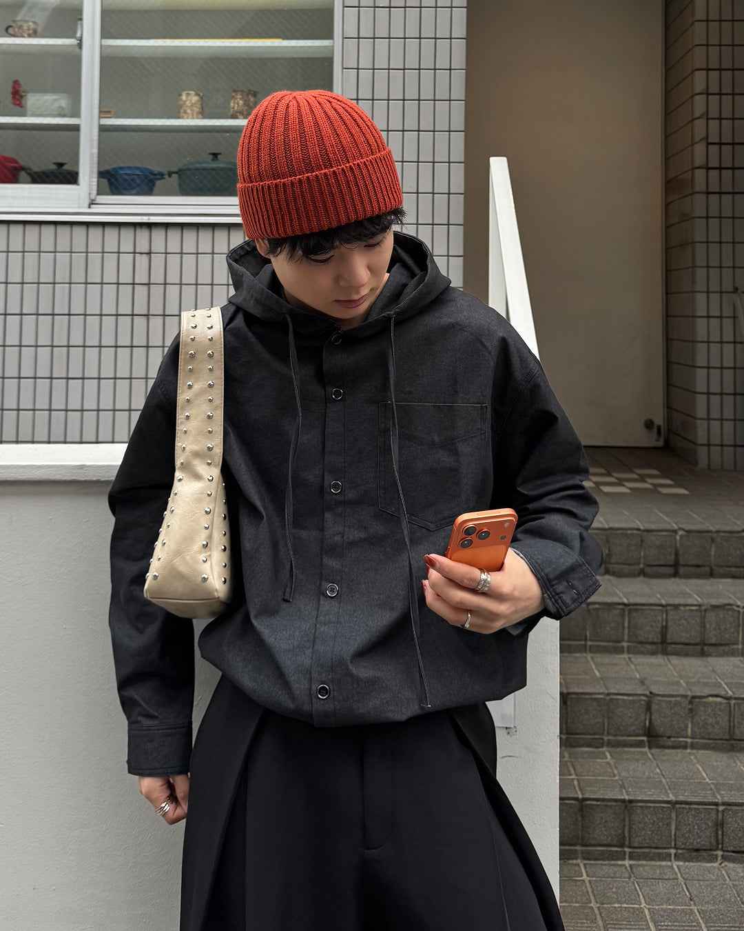 【即納】Wコードフードシャツ TO5049