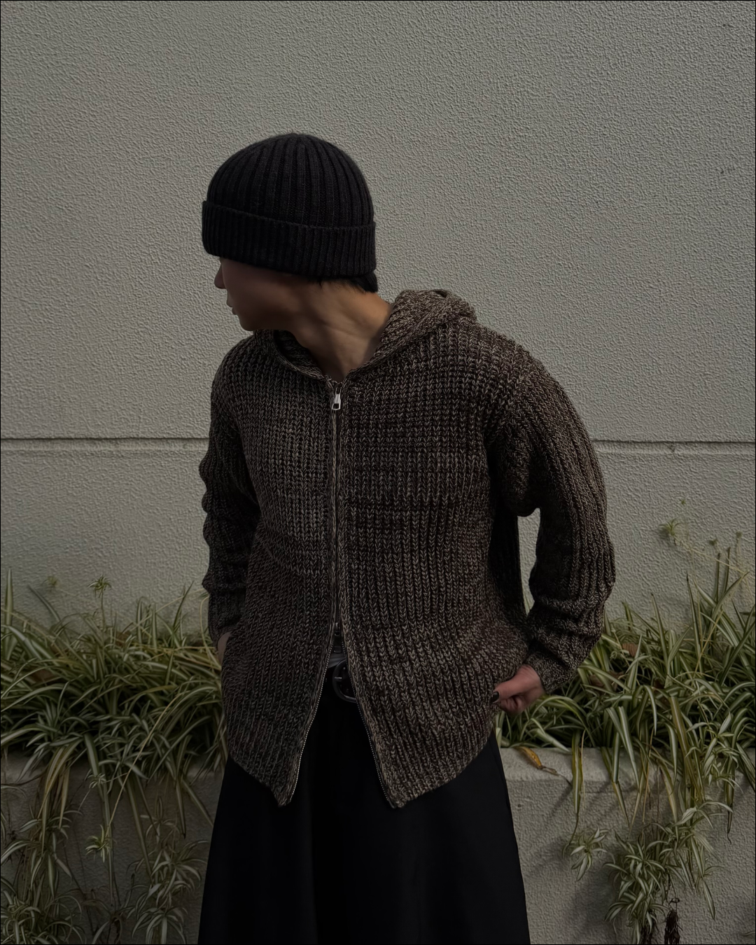 【即納】ミックスカラーダブルジップニットパーカー TO5053