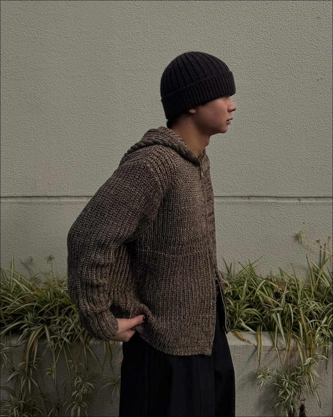 【即納】ミックスカラーダブルジップニットパーカー TO5053