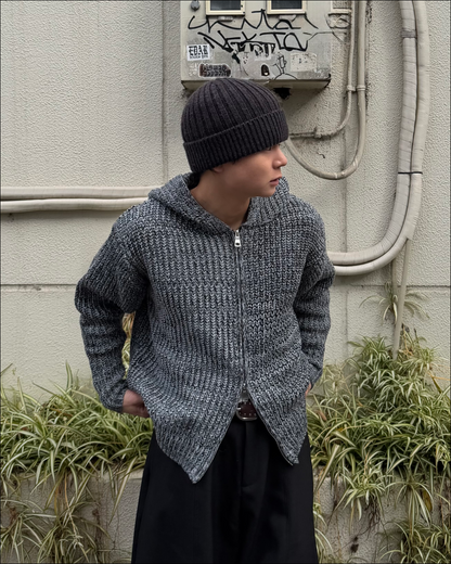 【即納】ミックスカラーダブルジップニットパーカー TO5053