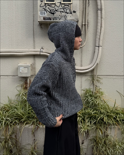 【即納】ミックスカラーダブルジップニットパーカー TO5053