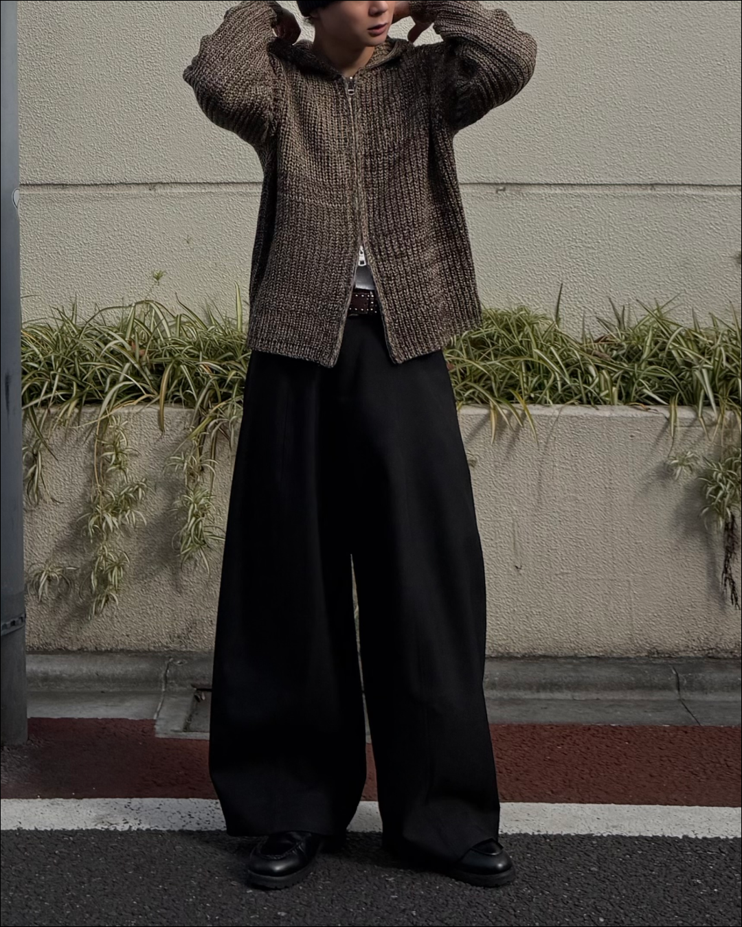 【即納】ミックスカラーダブルジップニットパーカー TO5053