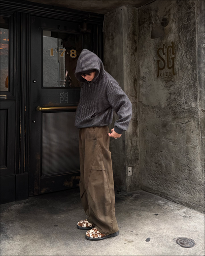 【即納】シャギーボーダーショートジップフーディー TO5058