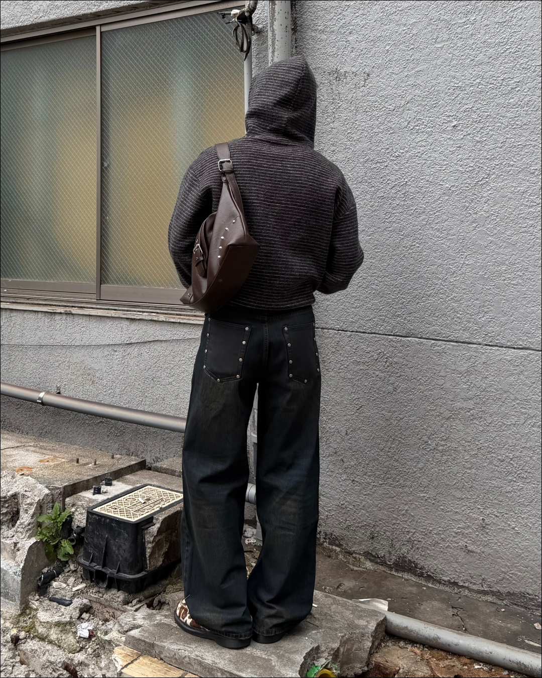 【即納】シャギーボーダーショートジップフーディー TO5058