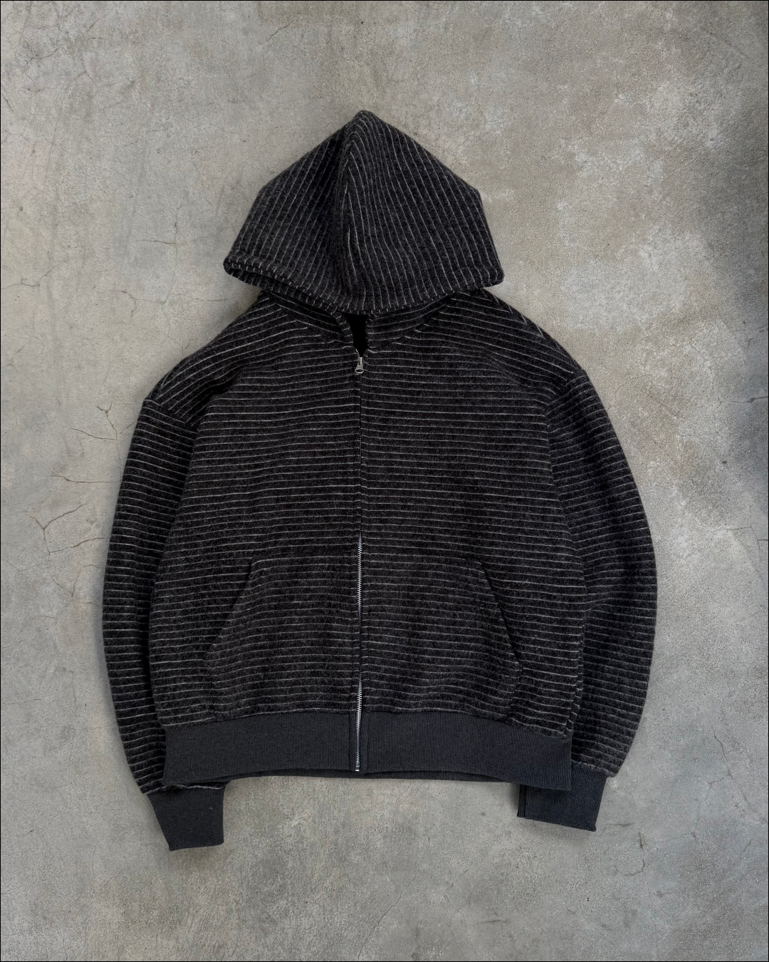 【即納】シャギーボーダーショートジップフーディー TO5058