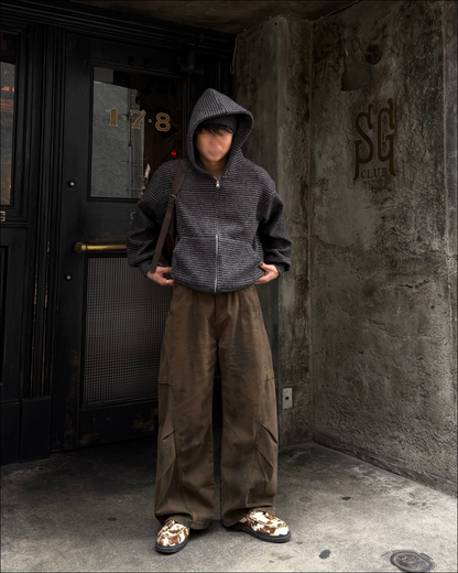 【即納】シャギーボーダーショートジップフーディー TO5058