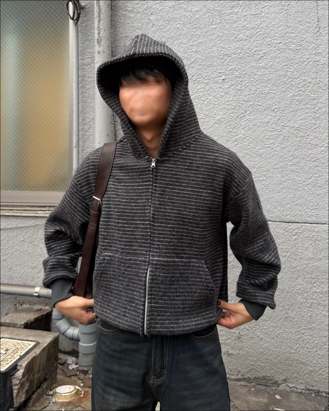 【即納】シャギーボーダーショートジップフーディー TO5058