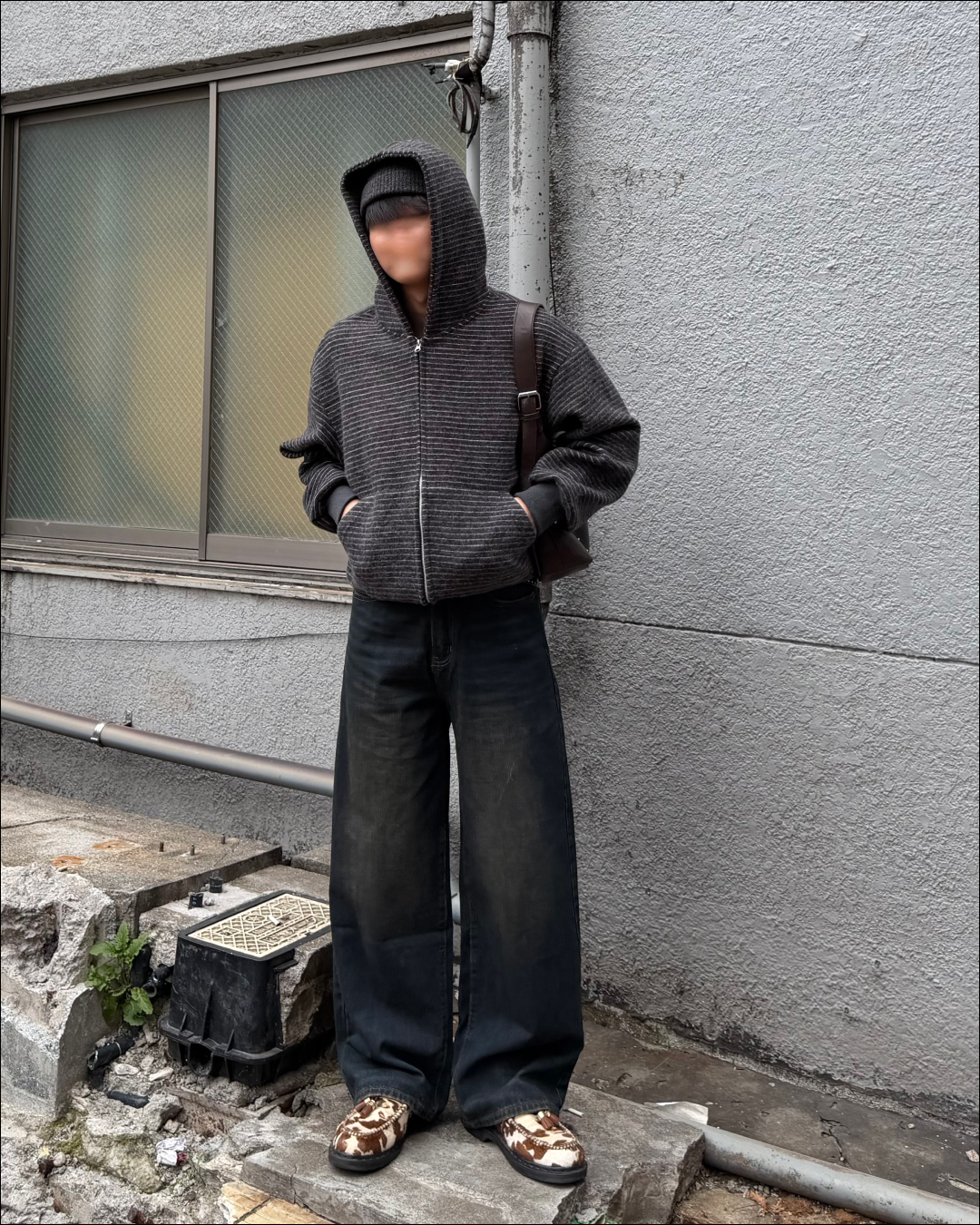 【即納】シャギーボーダーショートジップフーディー TO5058